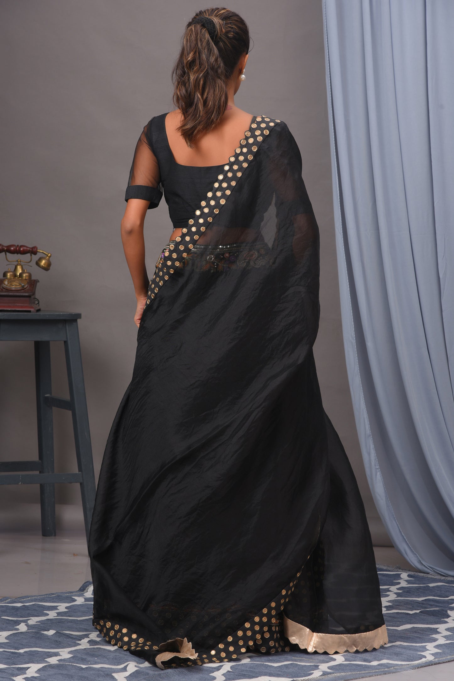 Black Embroidered Bamberg Silk Lehenga Set