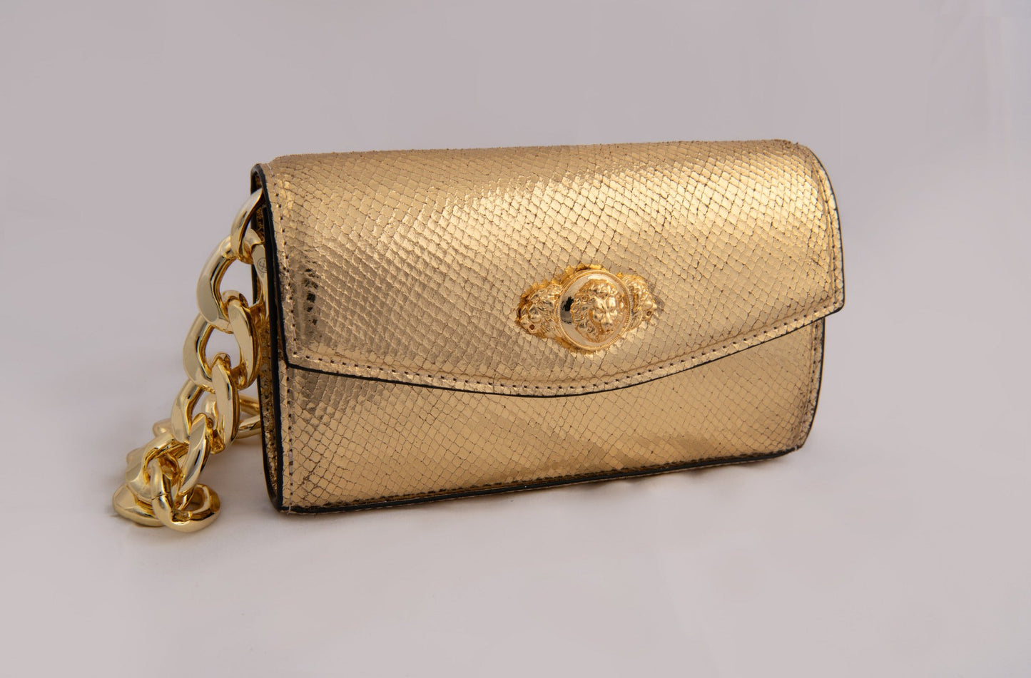 Dazzling Gold Textured And Metal Embellishment Pam Crain Disco Bag
