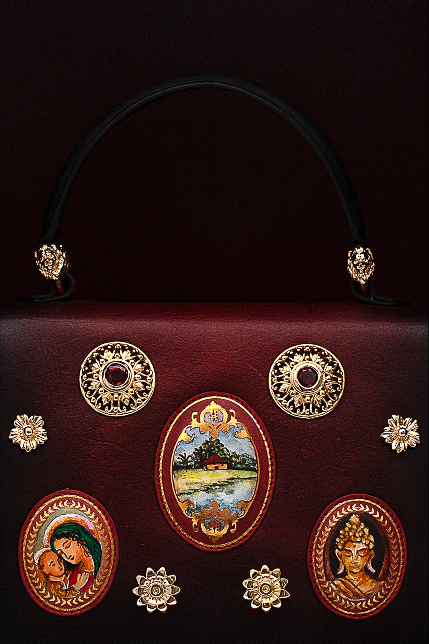 Dazzling Earthy Red Miniature Hand Painted Shili Handbag