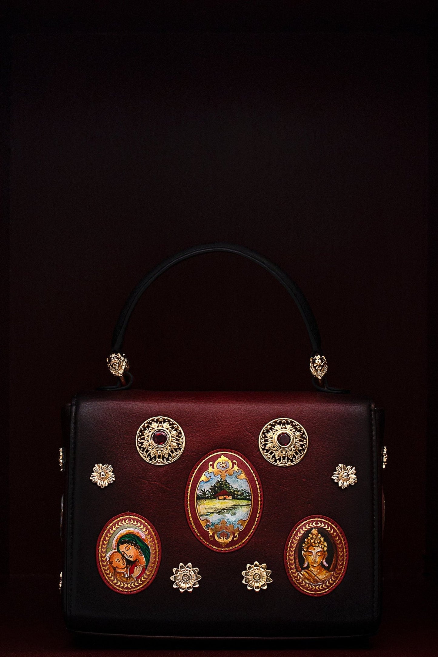 Dazzling Earthy Red Miniature Hand Painted Shili Handbag