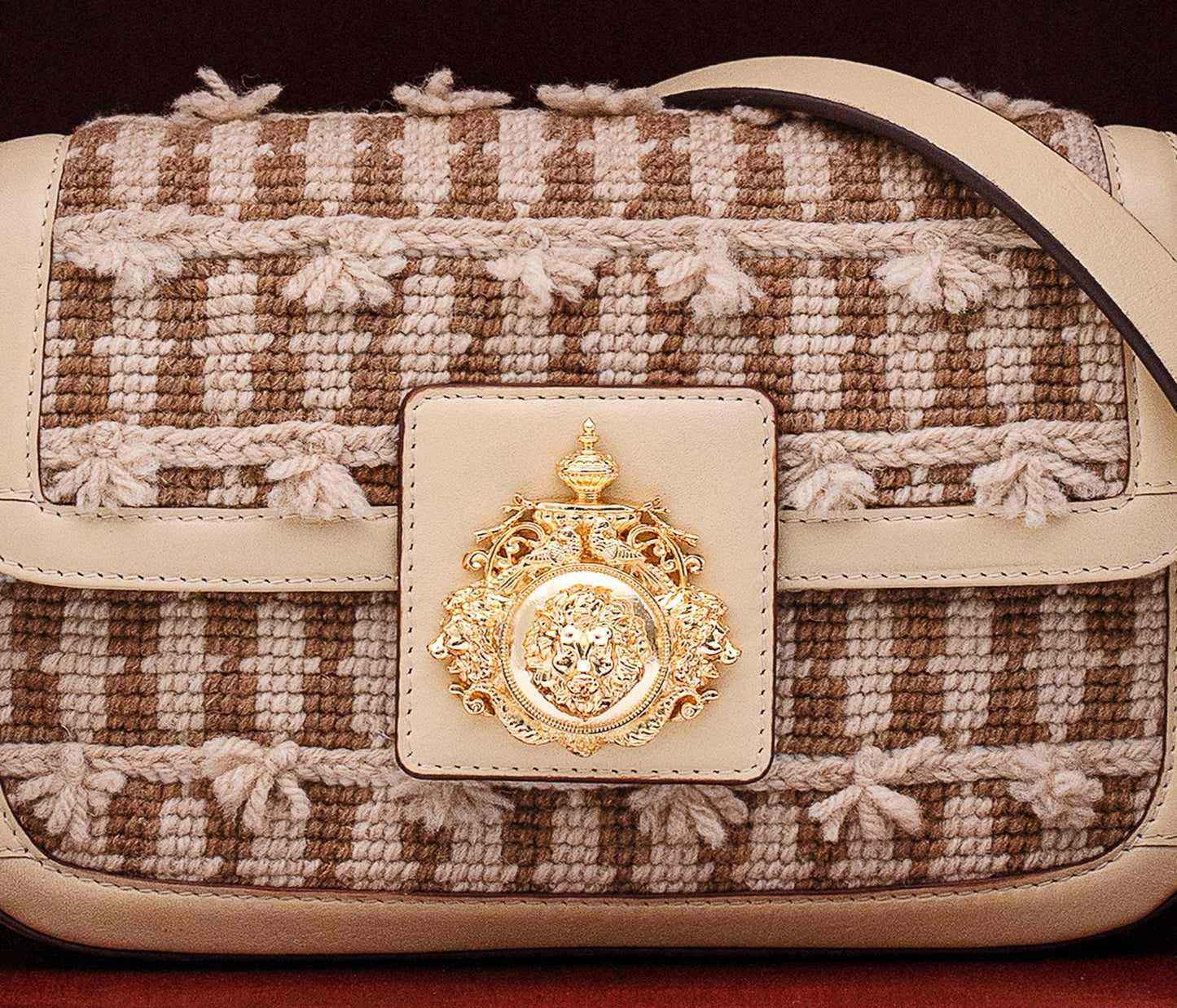 Captivating Beige Thread Saddle Embroidered Shoulder Bag