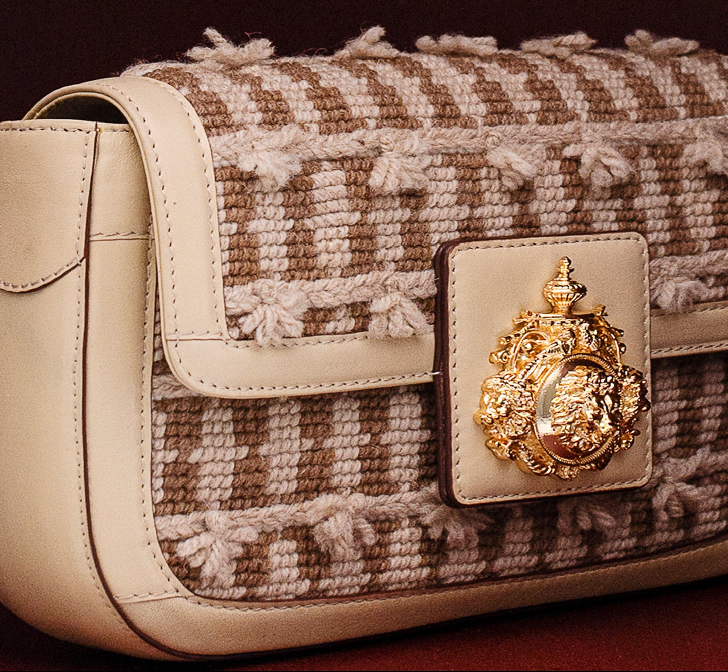 Captivating Beige Thread Saddle Embroidered Shoulder Bag