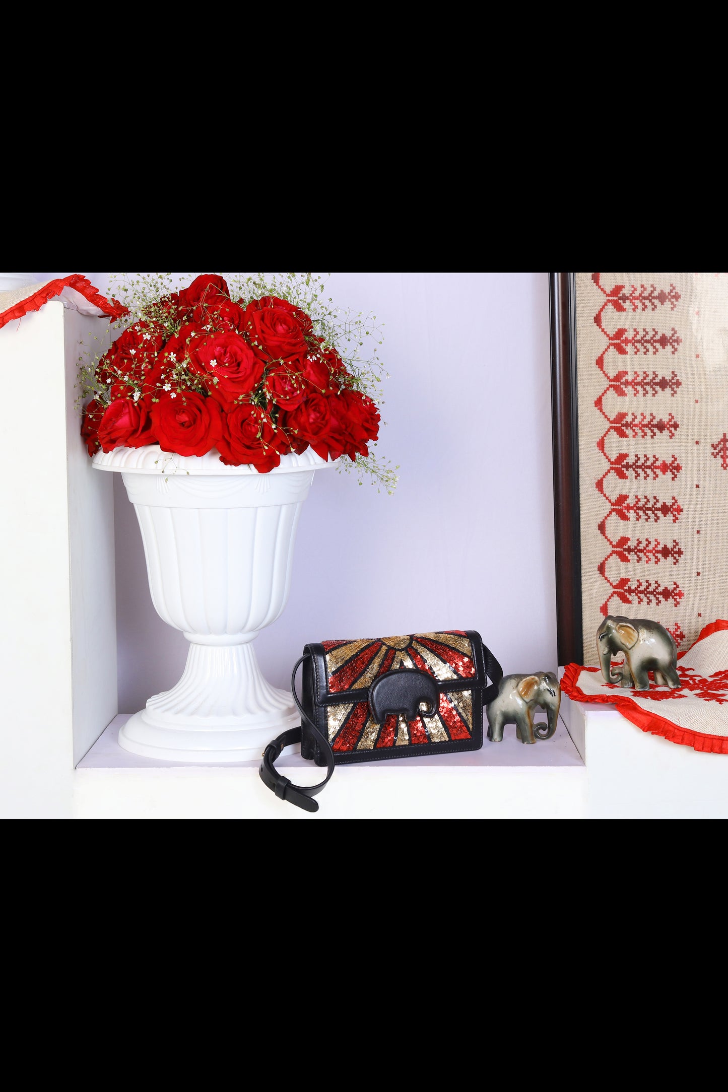 Dazzling Black Sequin Worked Mammoth Bag