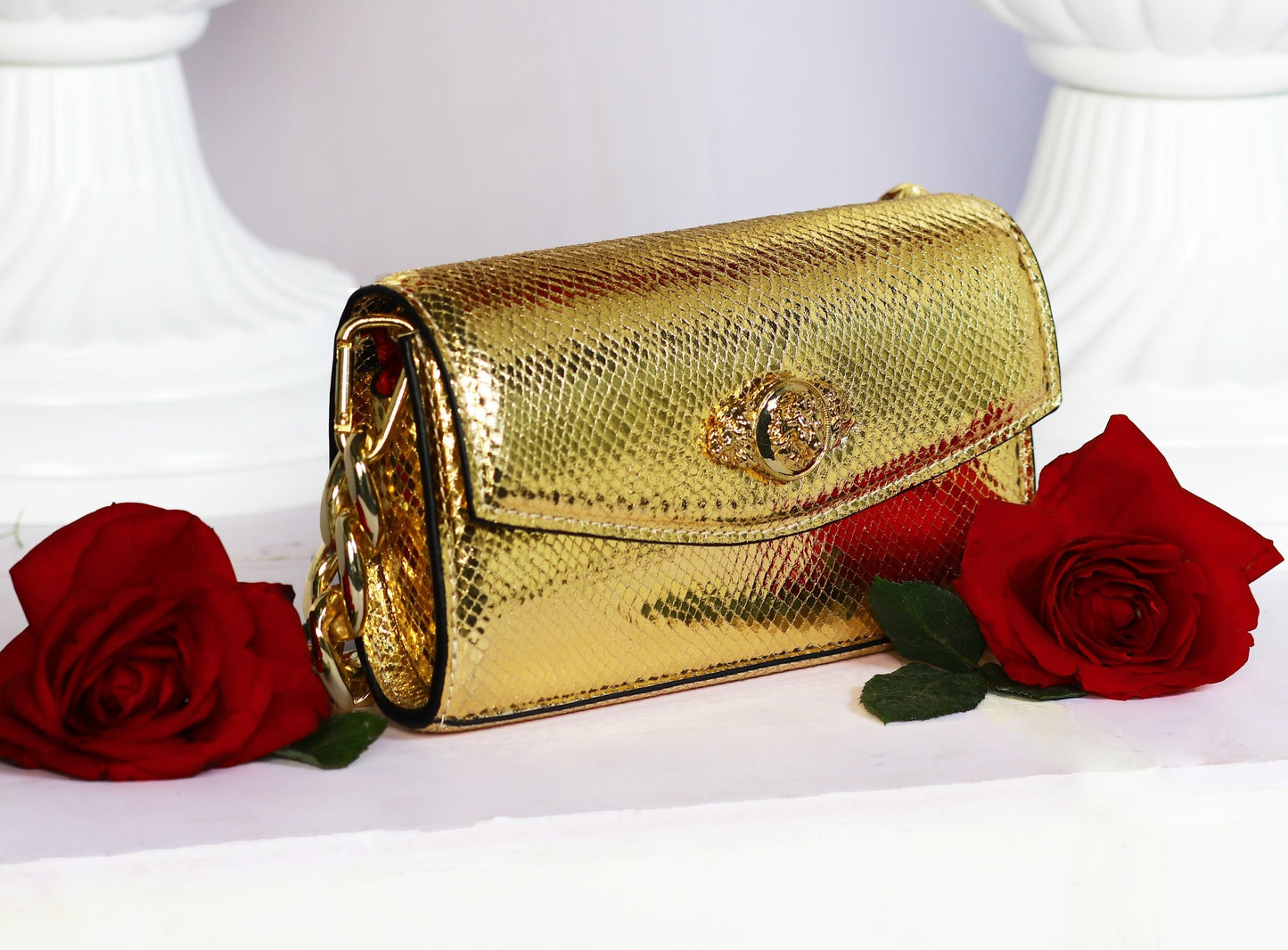 Dazzling Gold Textured And Metal Embellishment Pam Crain Disco Bag
