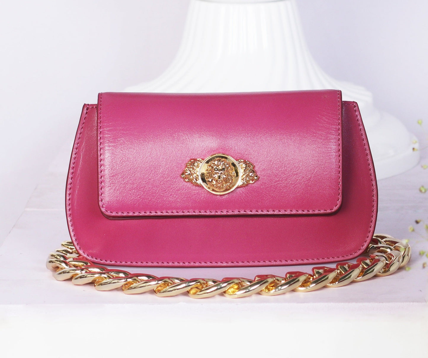 Pink Elite Rectangle Shaped Clutch - Golden Muslin