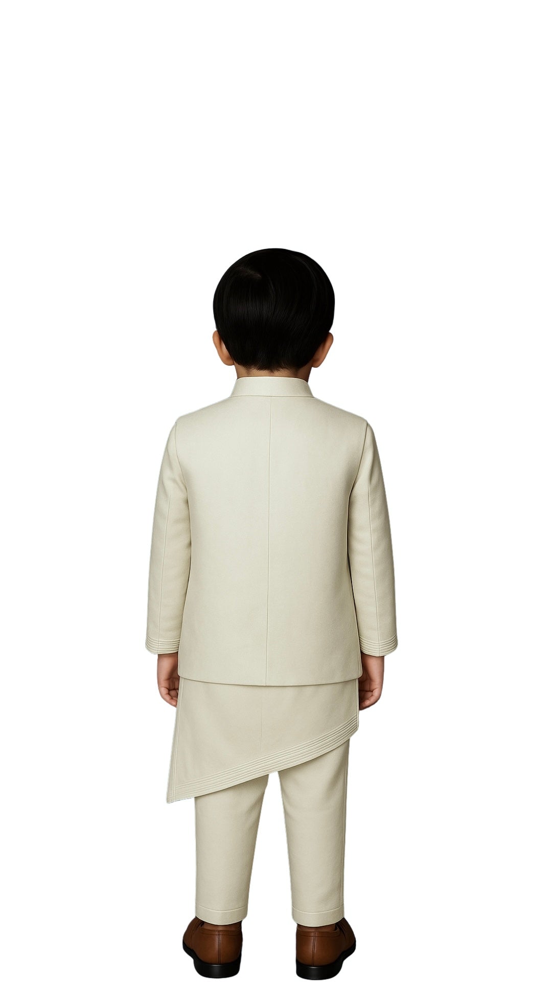 Ivory Bamberg Silk Embroidered Nehru Jacket Set For Boys