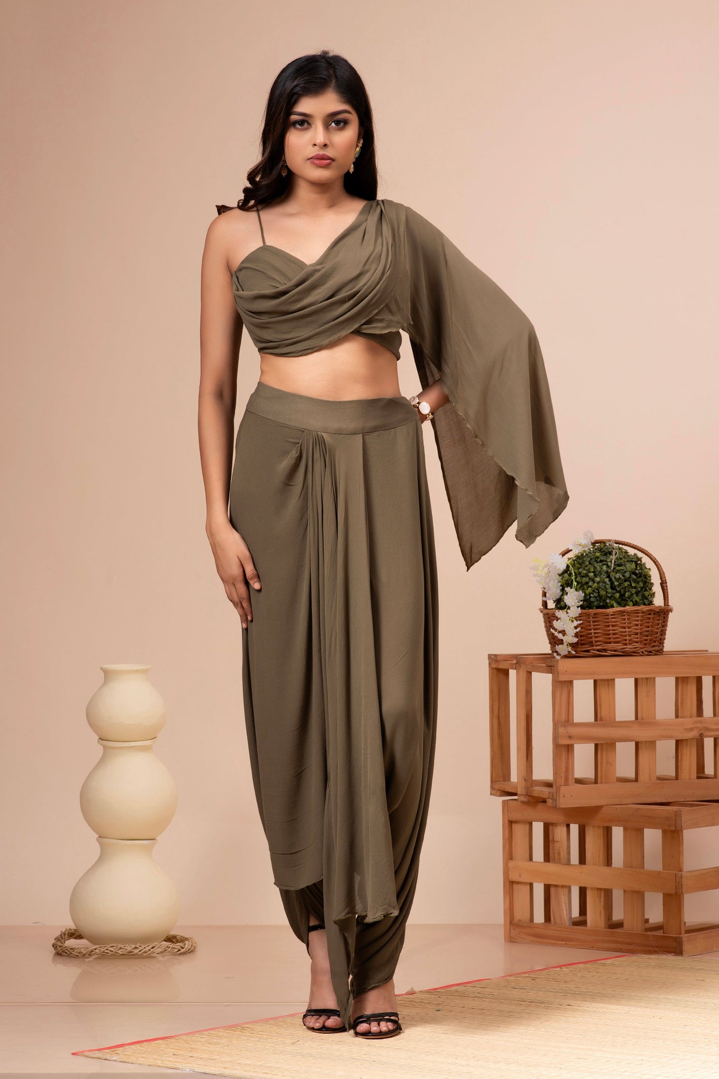 Olive Green Dhoti Pant Set