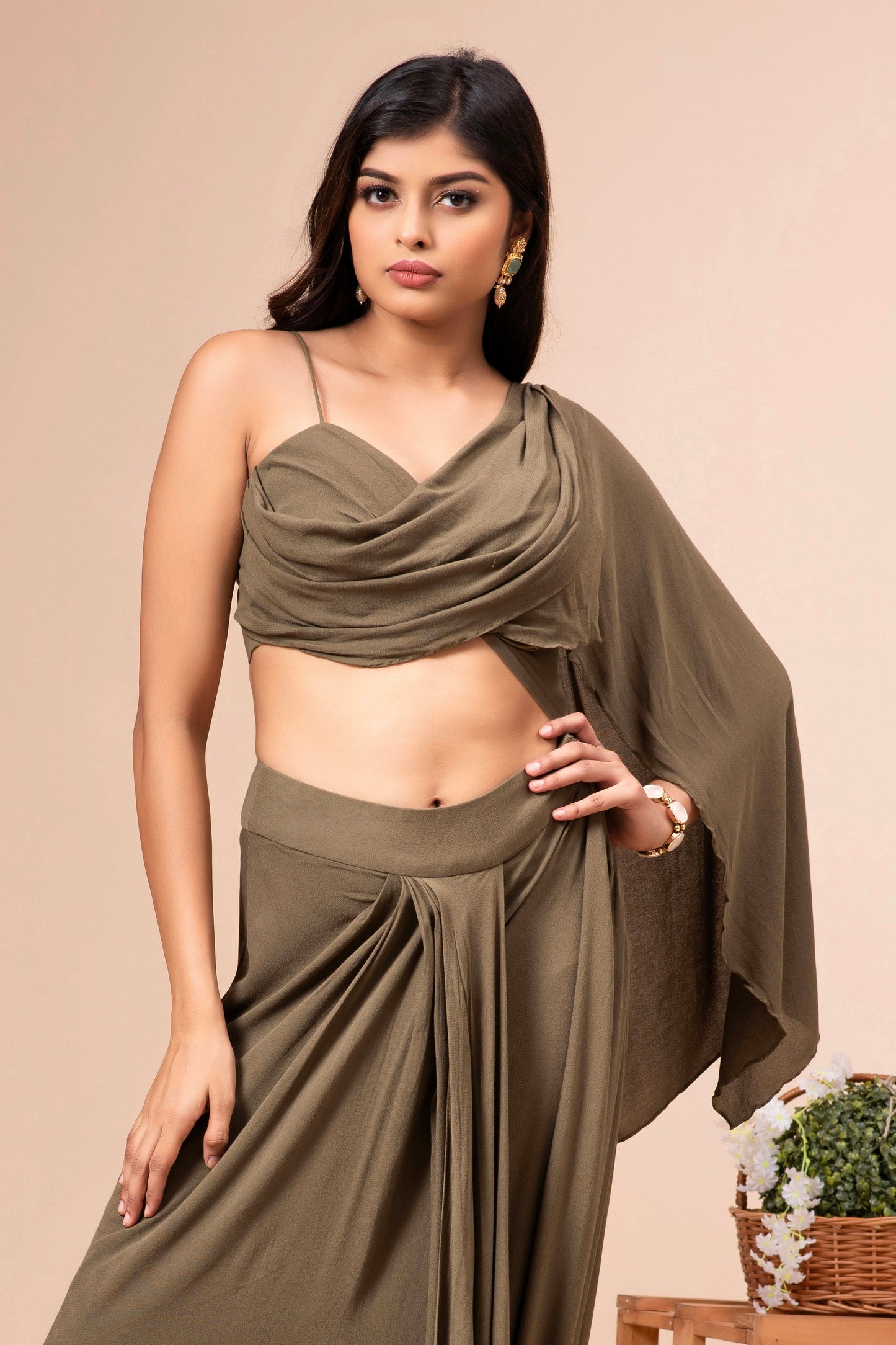 Olive Green Dhoti Pant Set