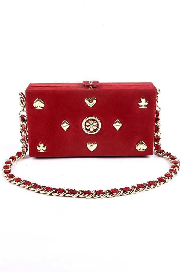 Bold Red Embellished Miniature Clutch