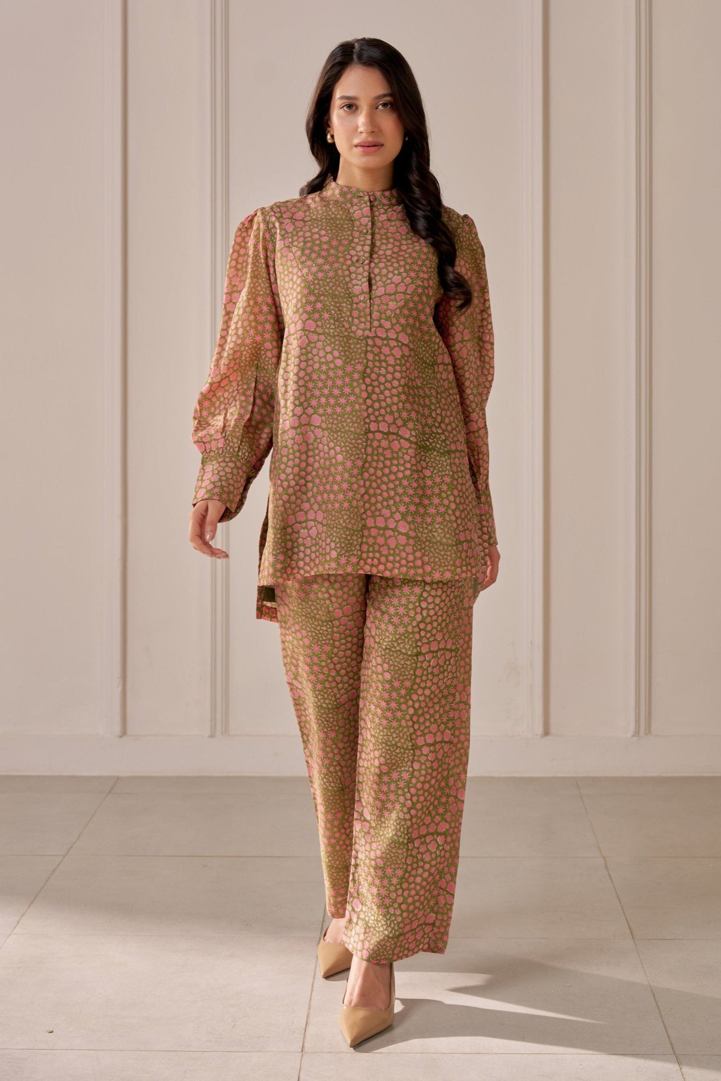Olive Green Mandi Block Printed Co-Ord Set