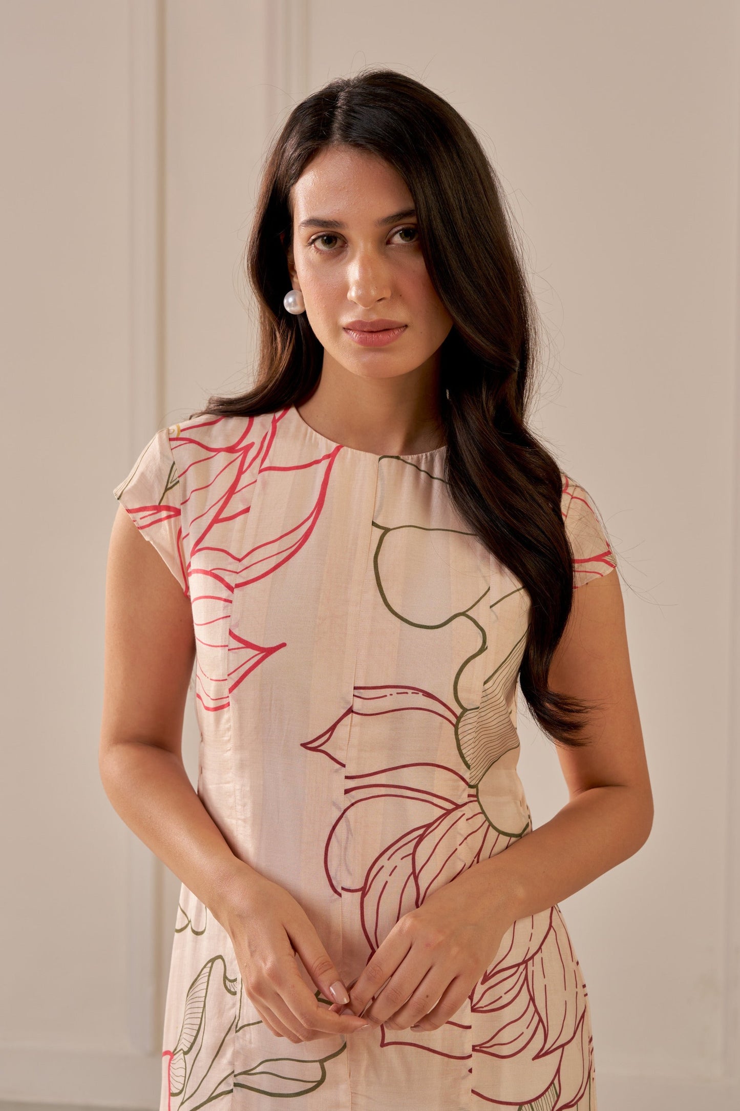 Champagne Pink Lotus Asymmetrical Dress
