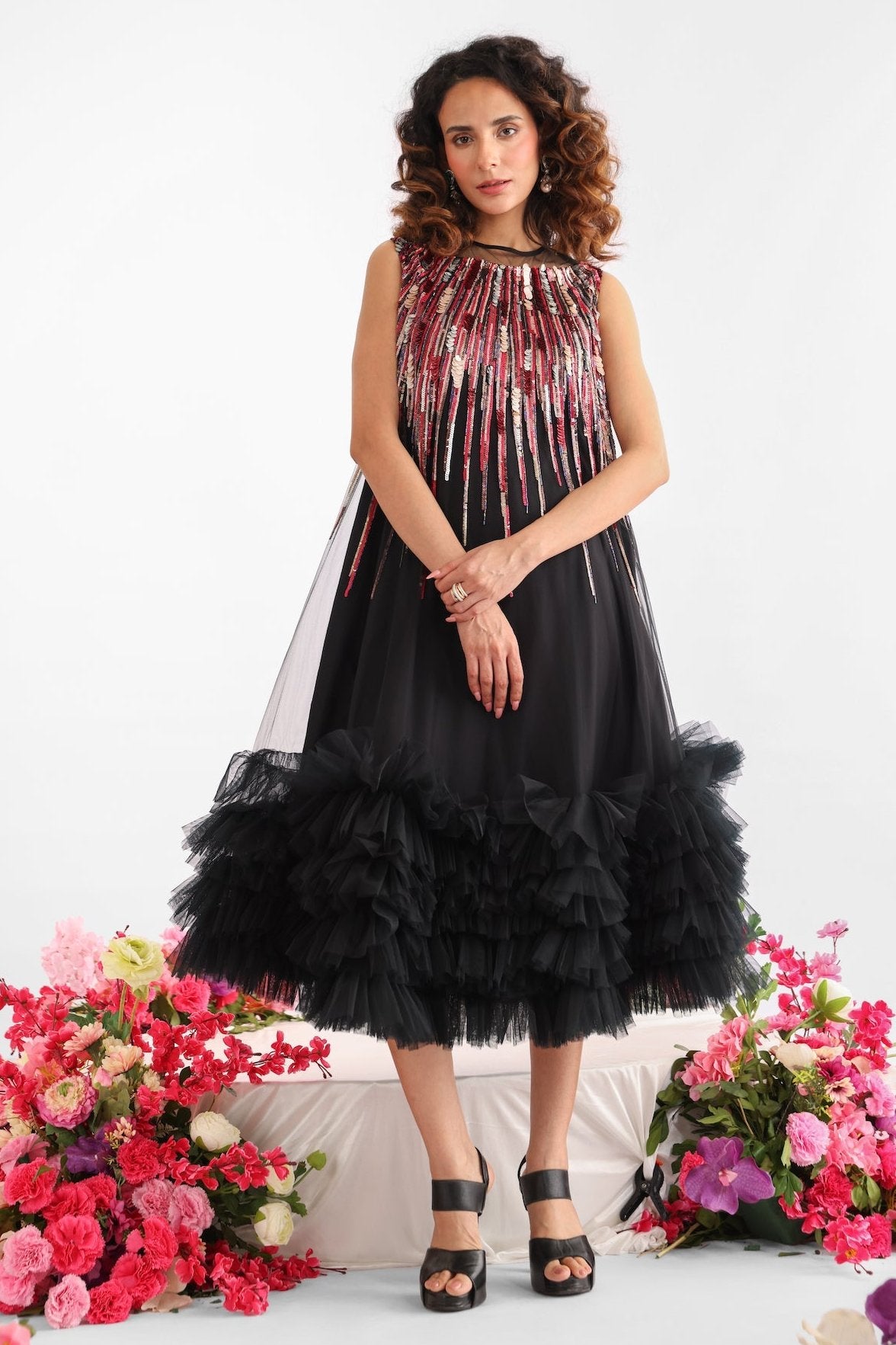 Black Net Sequin Dress