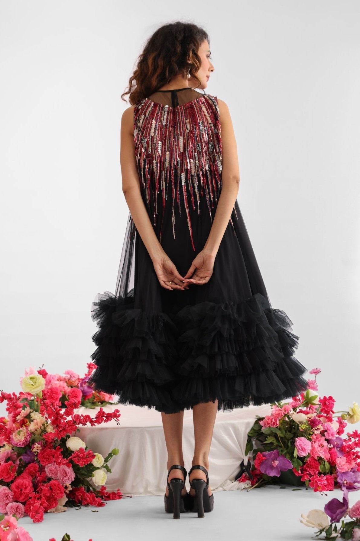Black Net Sequin Dress