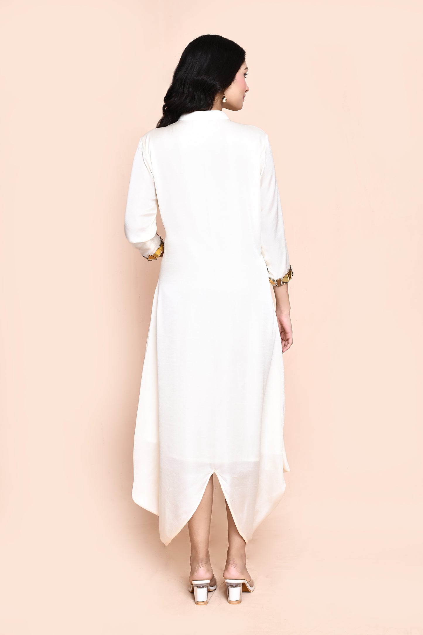 Ivory Silk Blend Draped Tunic
