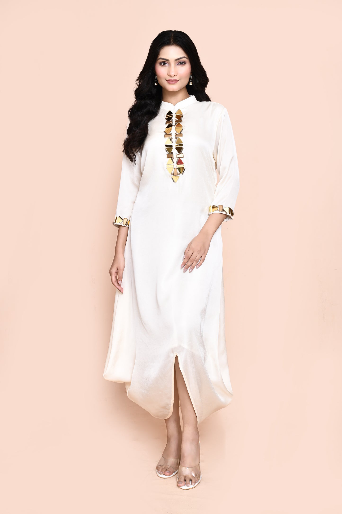 Ivory Silk Blend Draped Tunic
