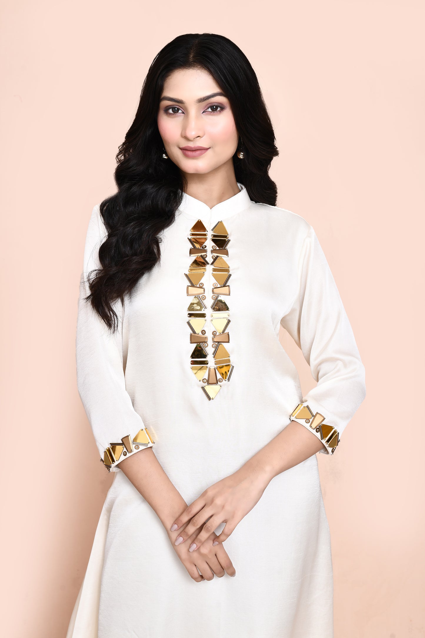 Ivory Silk Blend Draped Tunic