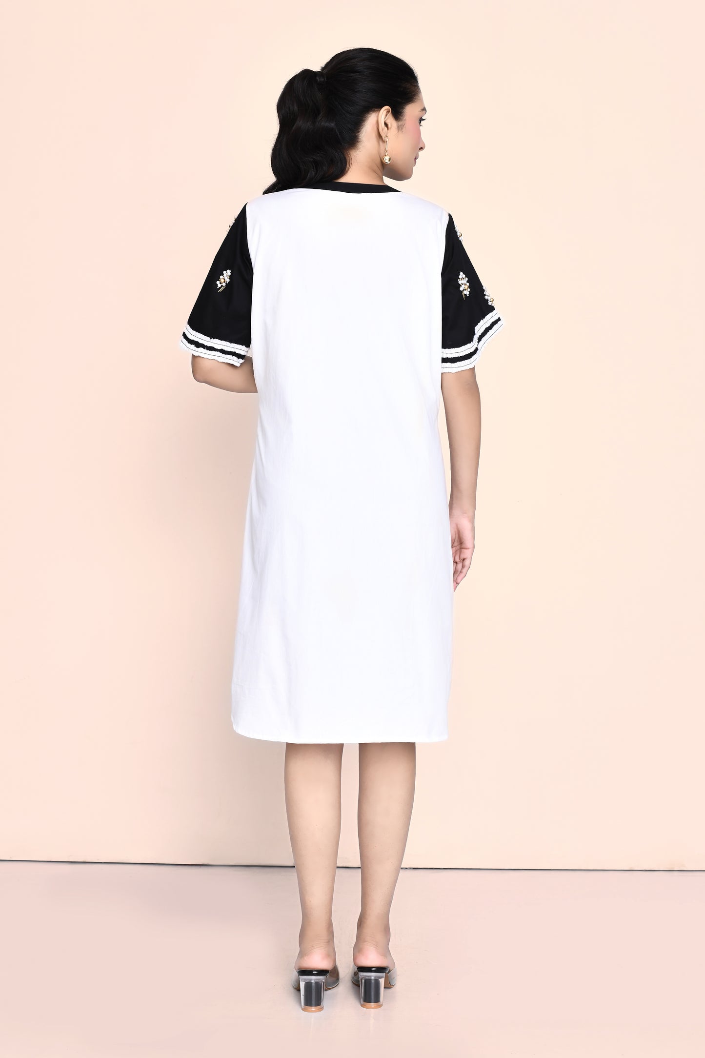 Black and White Poplin Shirt Dress