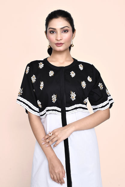 Black and White Poplin Shirt Dress