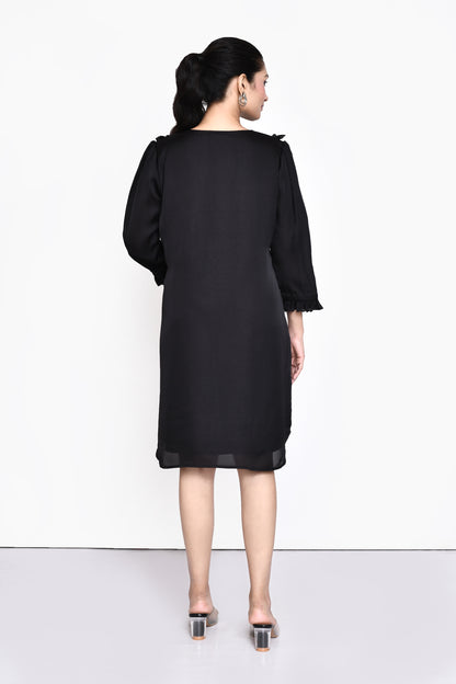 Black Silk Embellished Dress