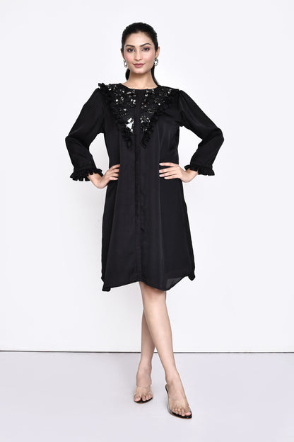 Black Silk Embellished Dress