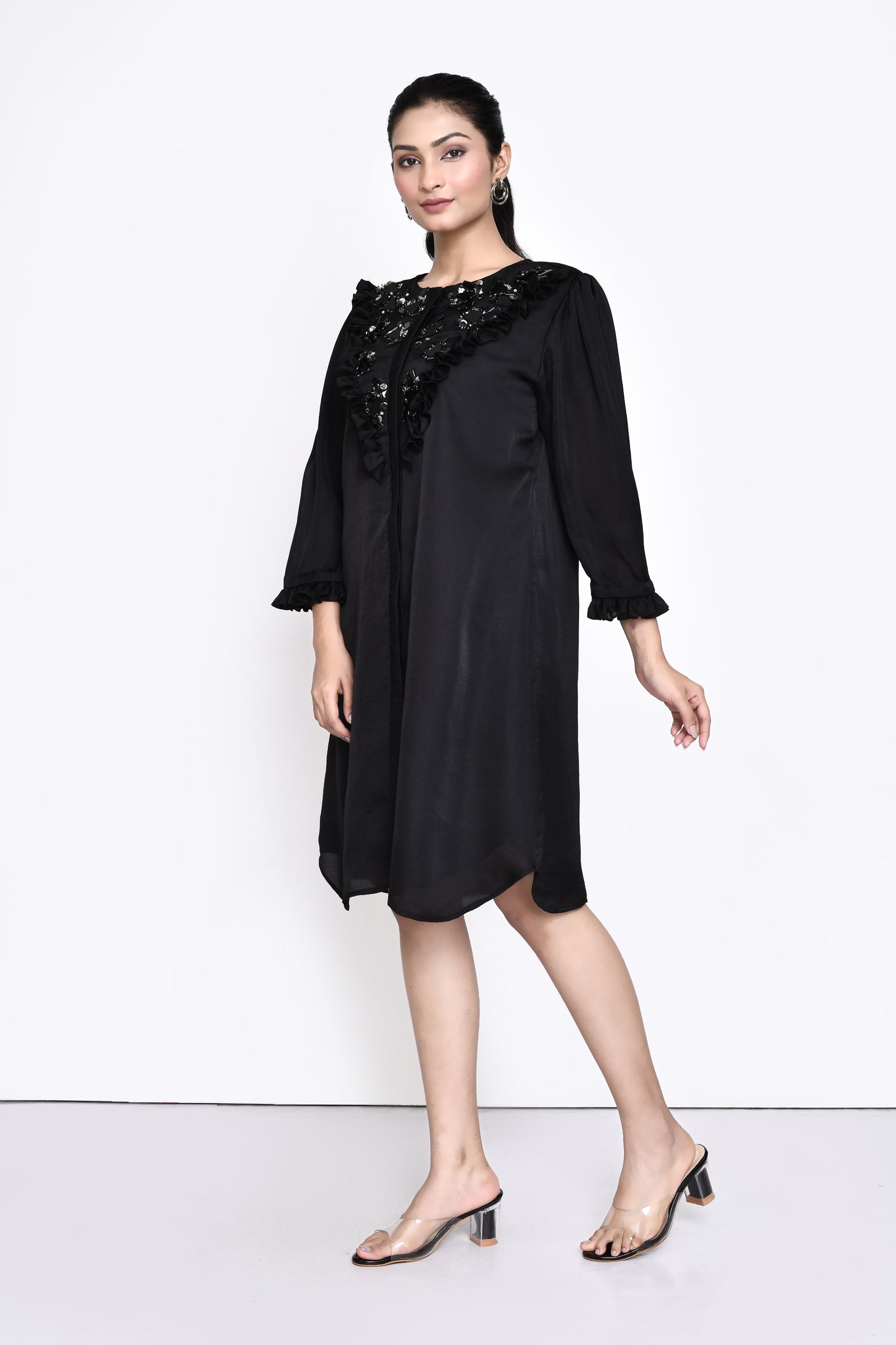 Black Silk Embellished Dress