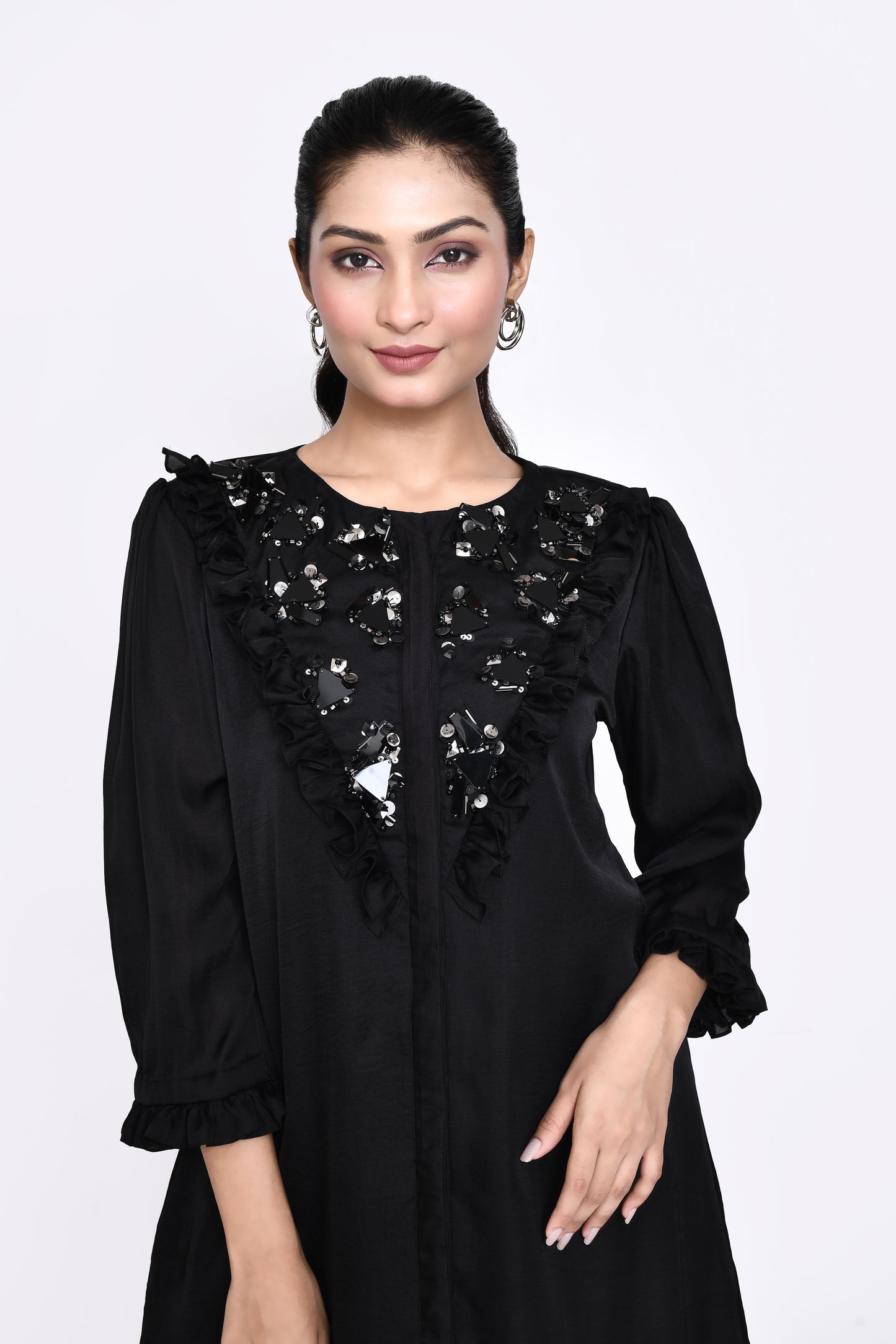 Black Silk Embellished Dress