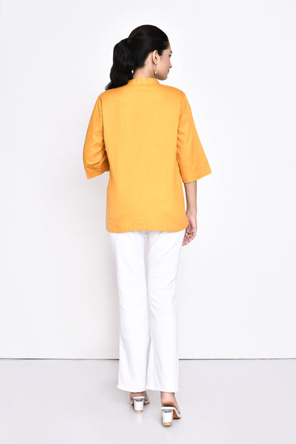 Sunflower Yellow Cotton Embellished Shirt