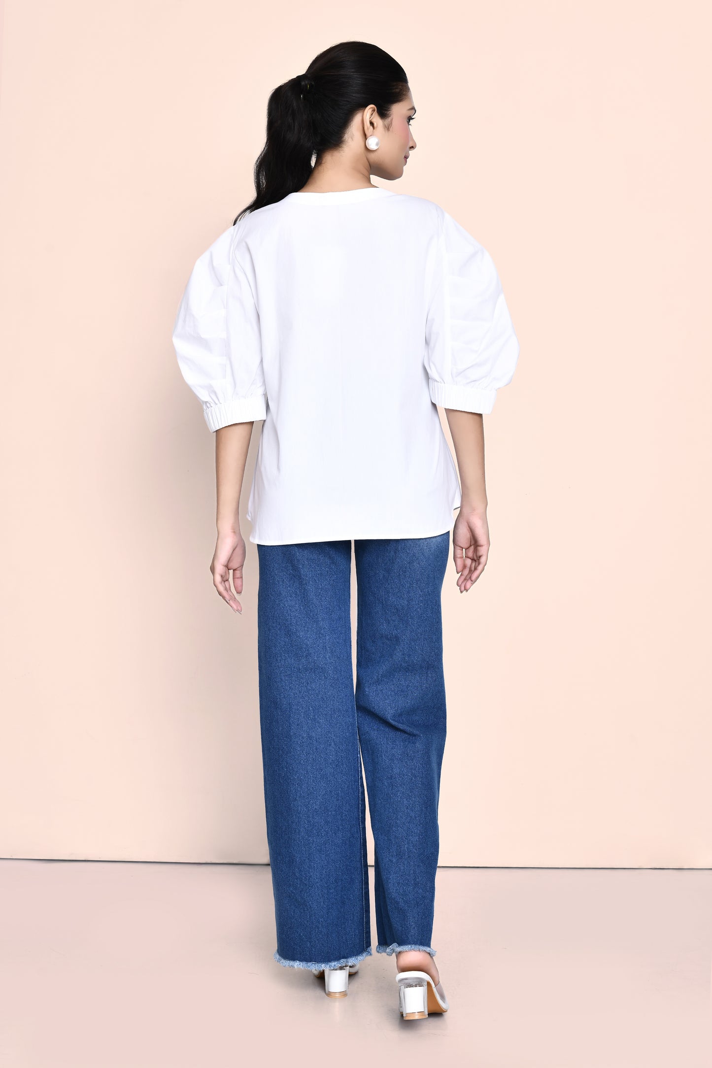 White Poplin Embellished Shirt