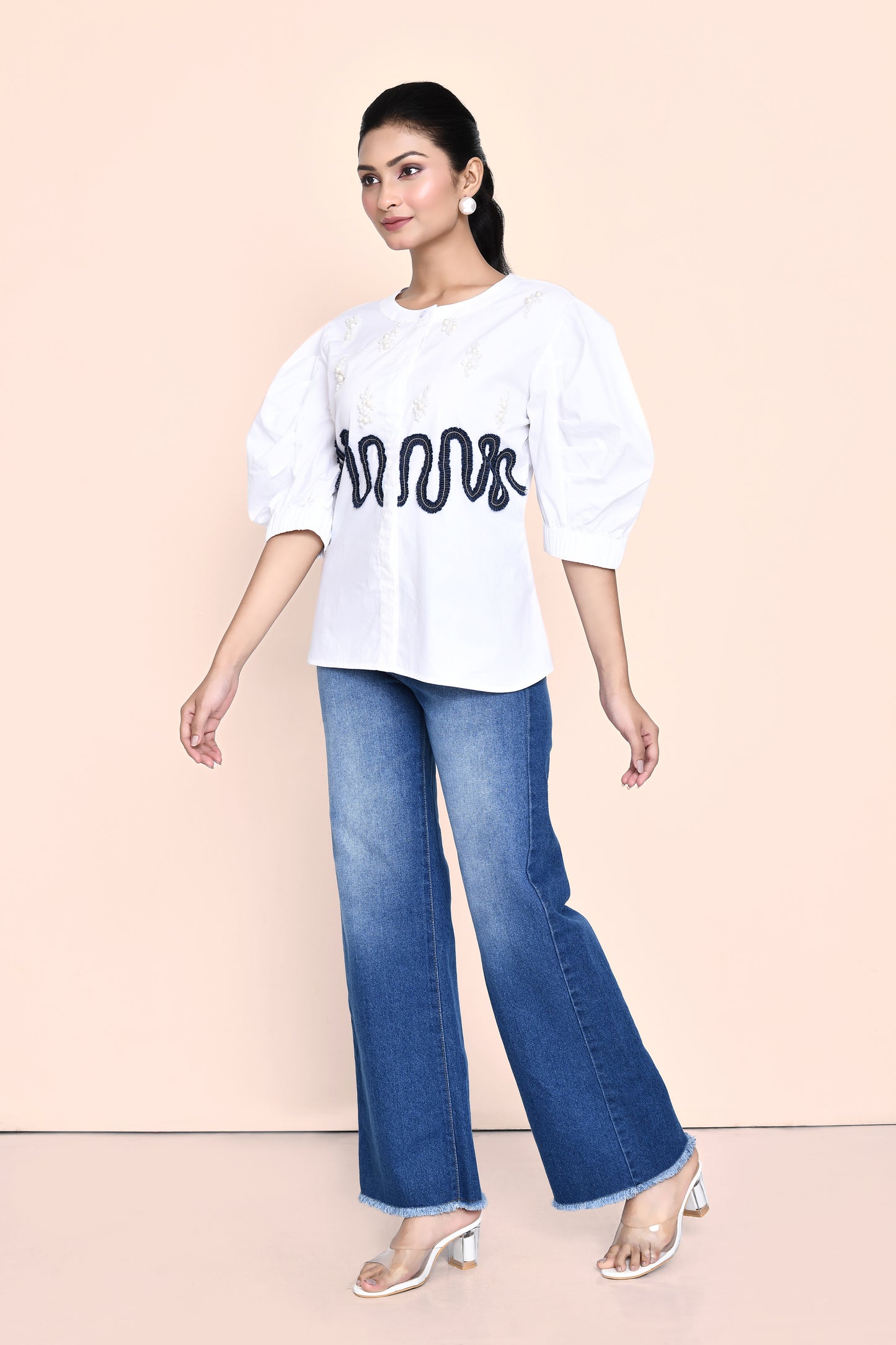White Poplin Embellished Shirt