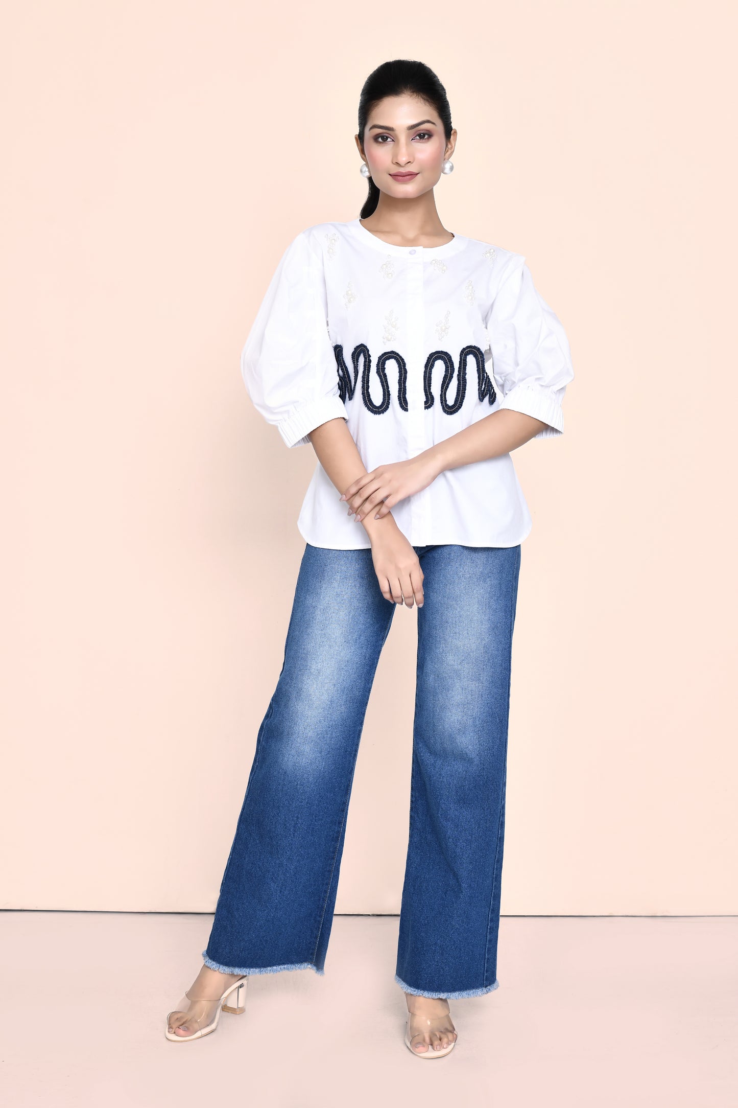 White Poplin Embellished Shirt