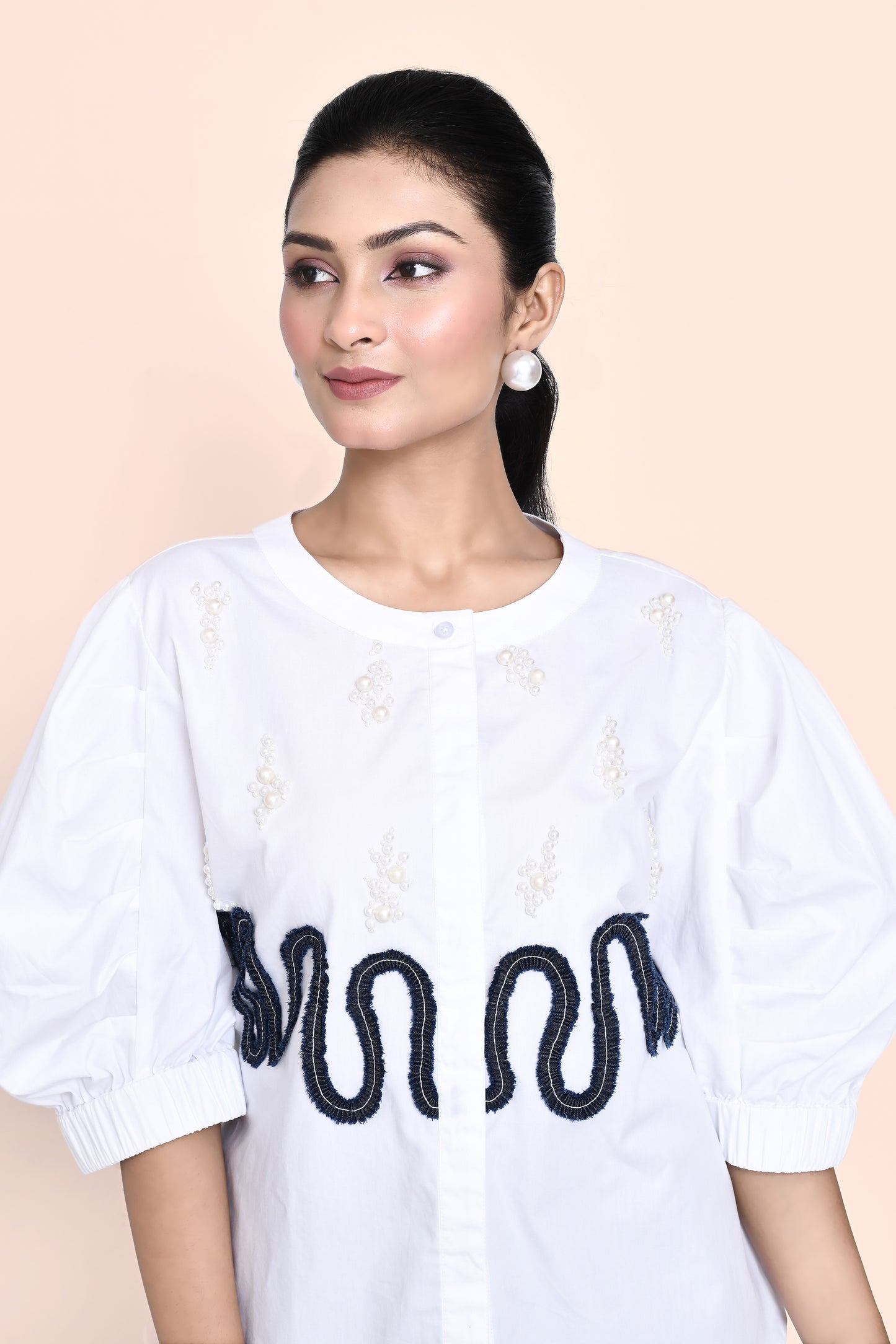 White Poplin Embellished Shirt