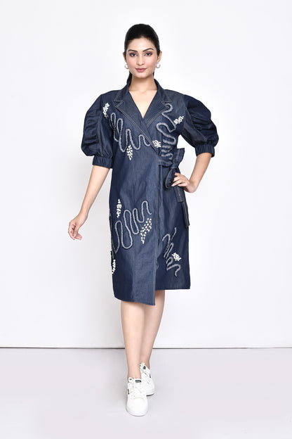 Denim Overlap Dress