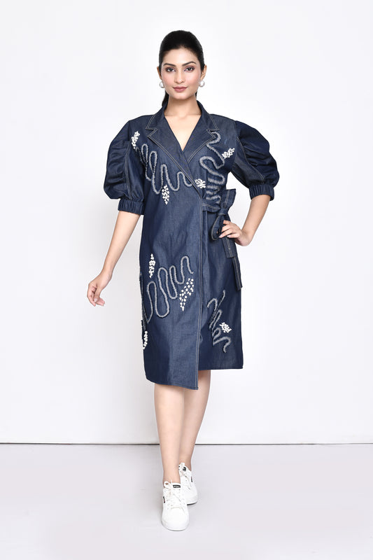 Denim Overlap Dress