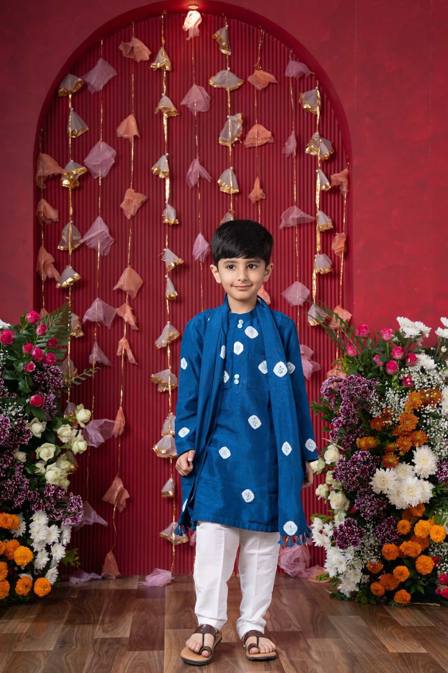 Blue Ethnic Tie Dye Kurta Set