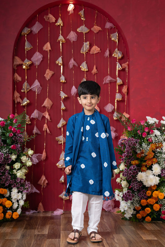 Blue Ethnic Tie Dye Kurta Set