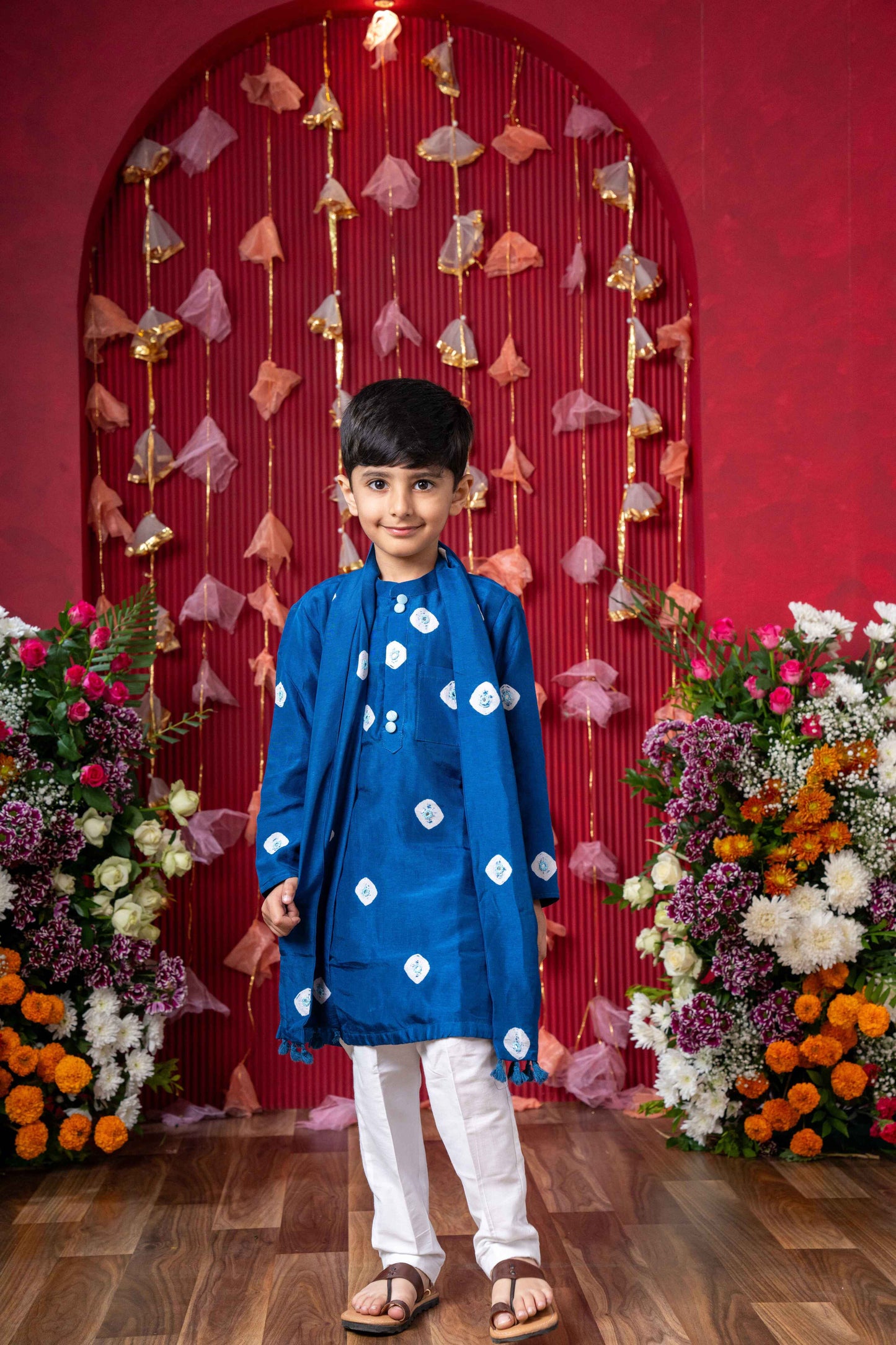Blue Ethnic Tie Dye Kurta Set