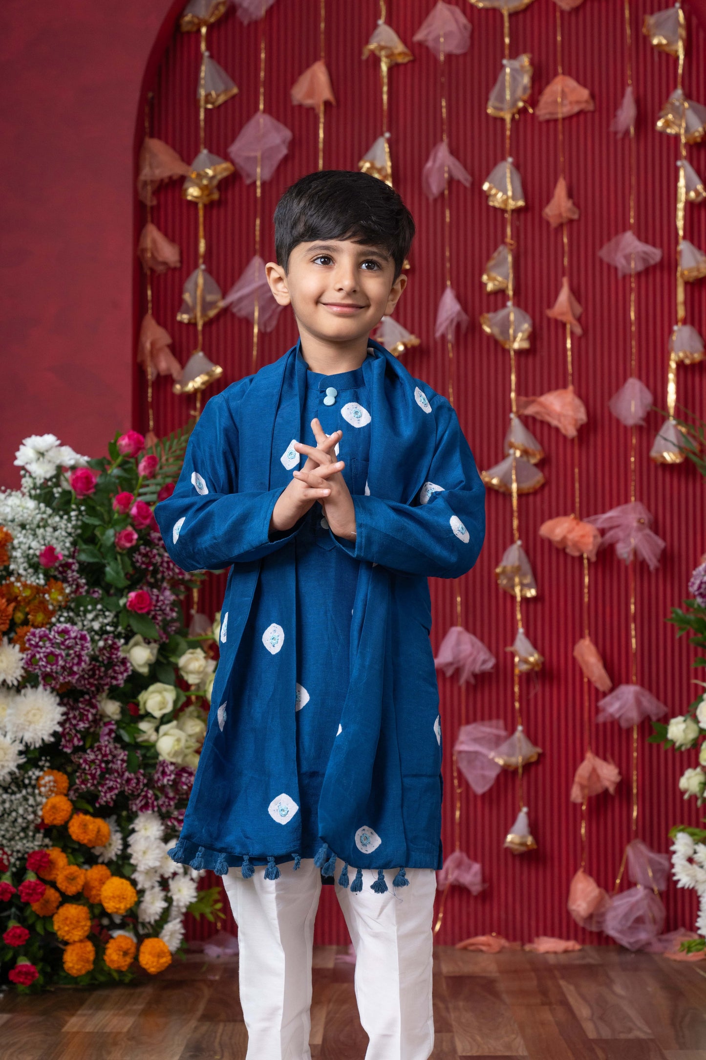 Blue Ethnic Tie Dye Kurta Set