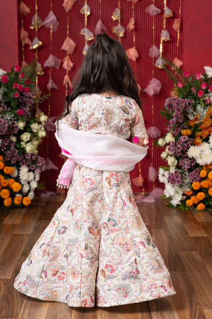 Graceful Glamour: A stunning embroidered lehenga set for your little one's festive sparkle!