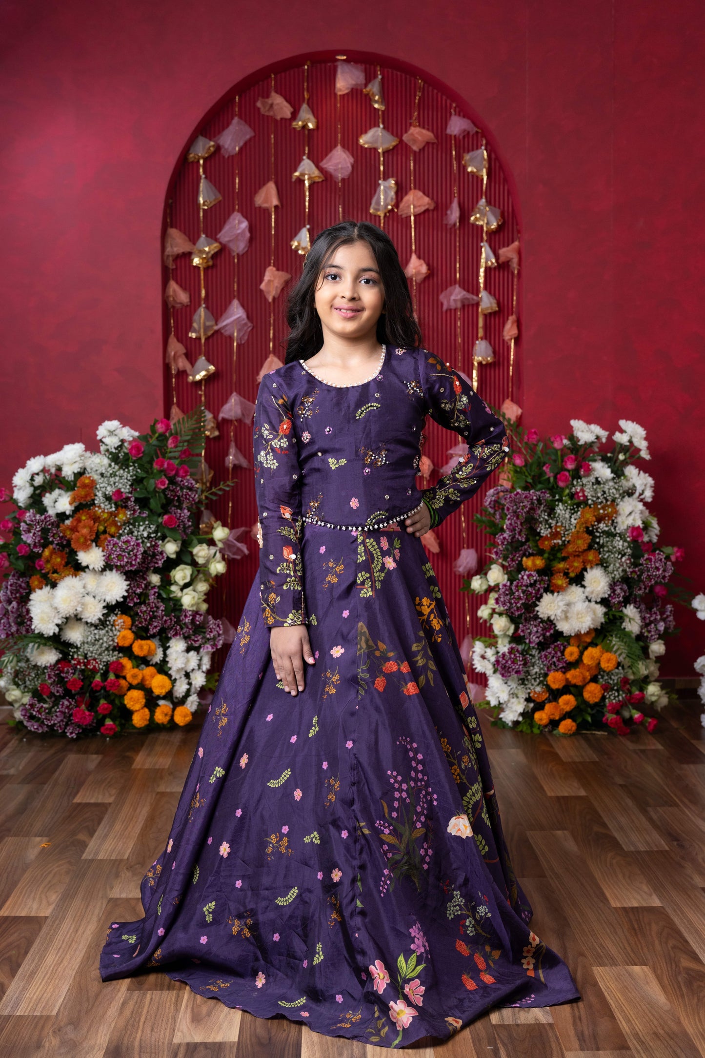 Peplum Perfection: A stunning floral-printed peplum top with a matching lehenga for a regal yet trendy look!