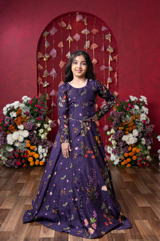 Peplum Perfection: A stunning floral-printed peplum top with a matching lehenga for a regal yet trendy look!