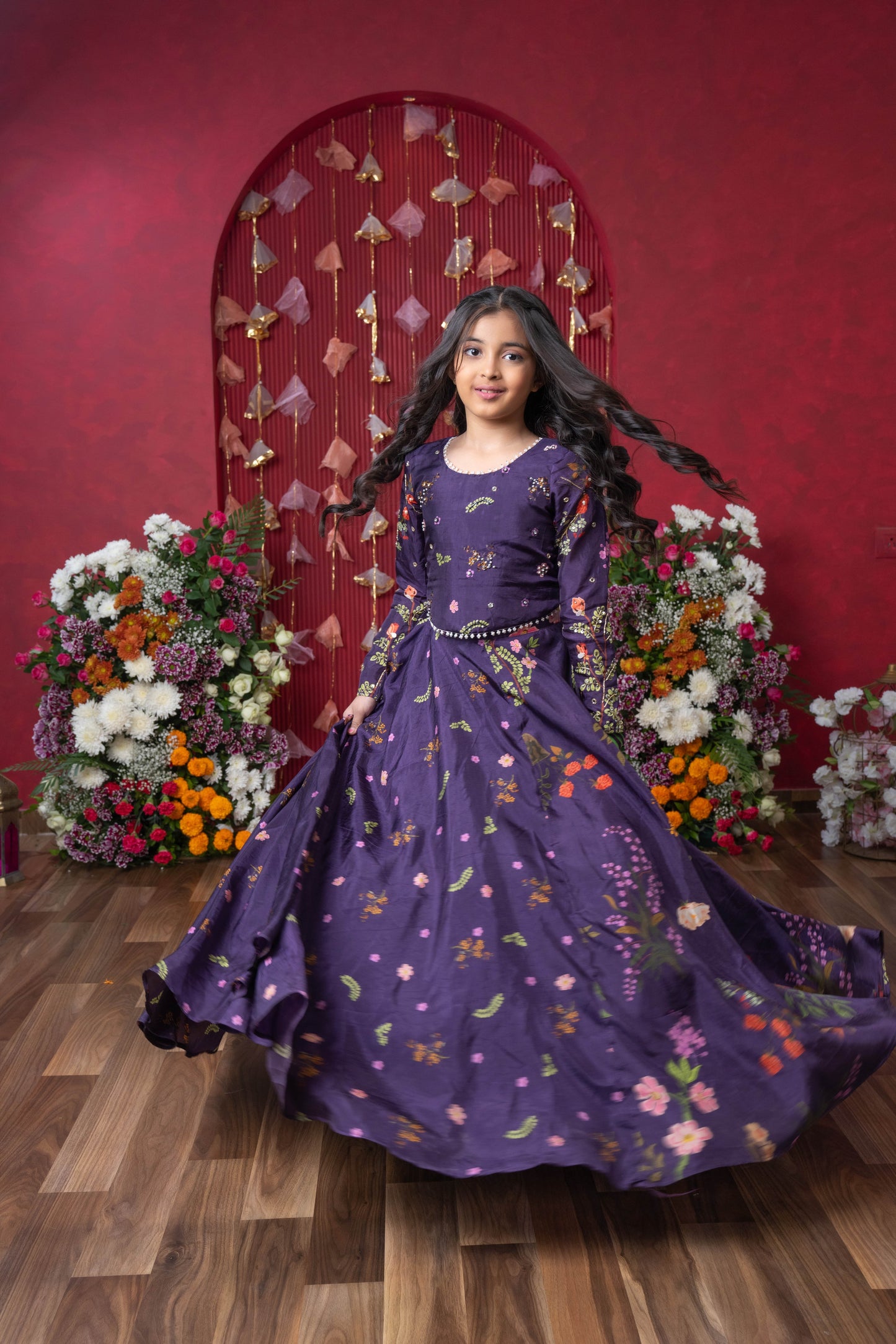 Peplum Perfection: A stunning floral-printed peplum top with a matching lehenga for a regal yet trendy look!