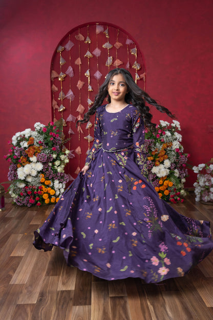 Peplum Perfection: A stunning floral-printed peplum top with a matching lehenga for a regal yet trendy look!