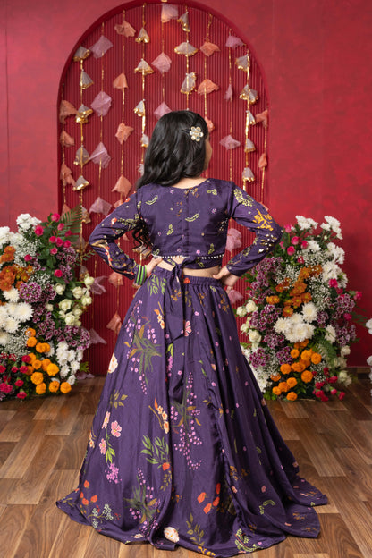 Peplum Perfection: A stunning floral-printed peplum top with a matching lehenga for a regal yet trendy look!