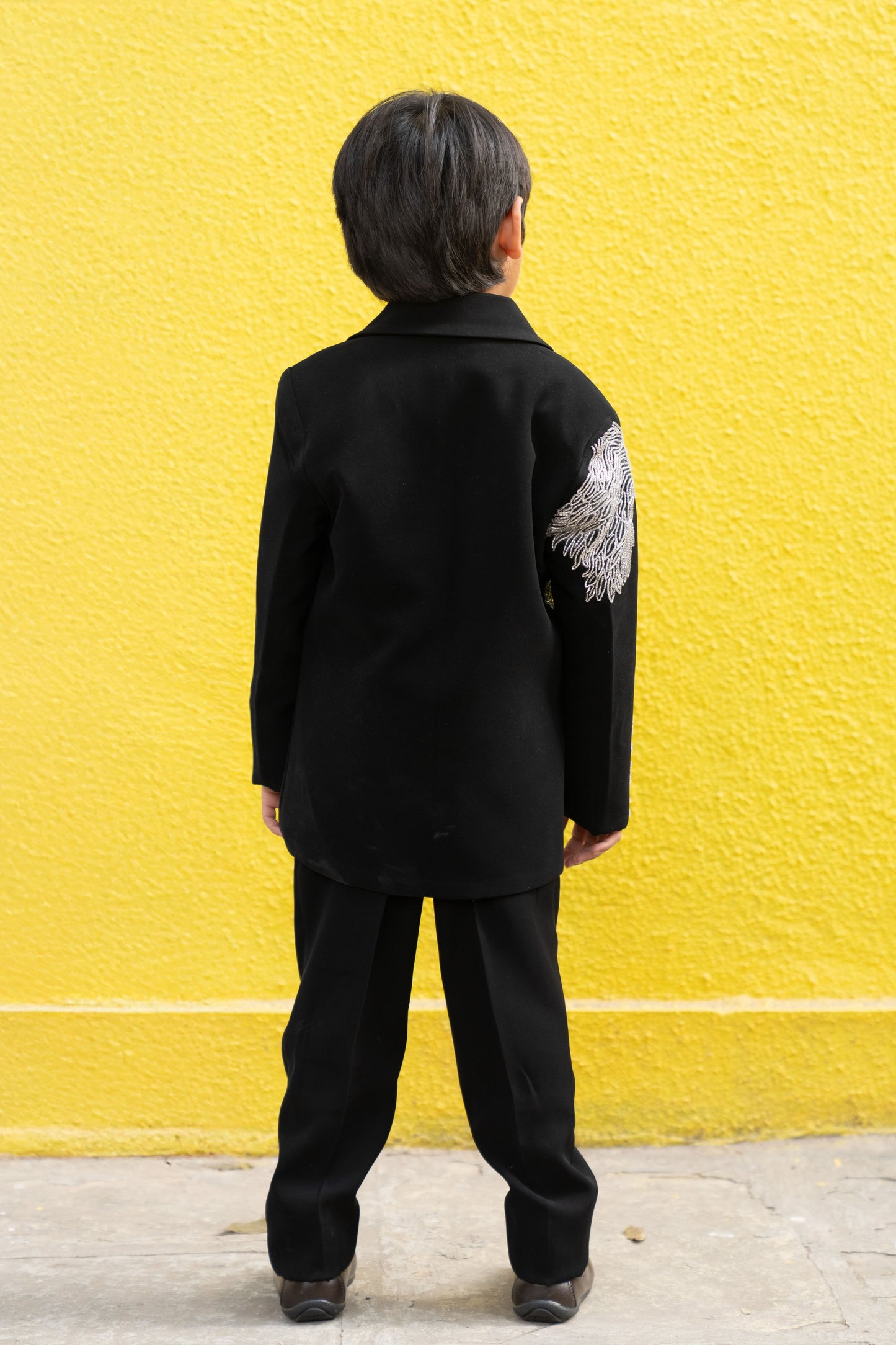 Black Embroidered Blazer Set