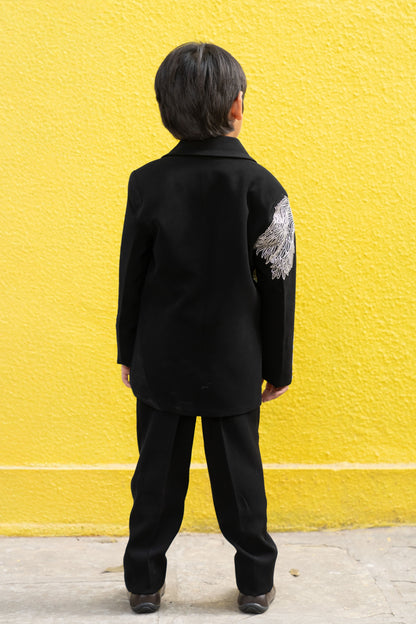 Black Embroidered Blazer Set
