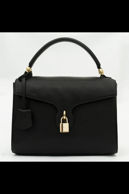Radiant Black Carved Fittings Cili Leather Bag