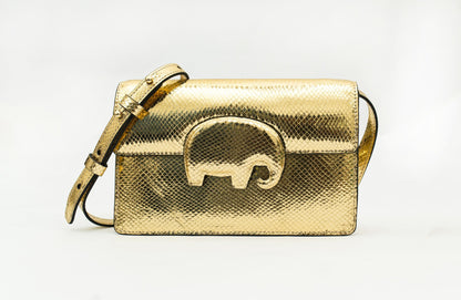 Bold Gold Textured Mammoth Leather Bag