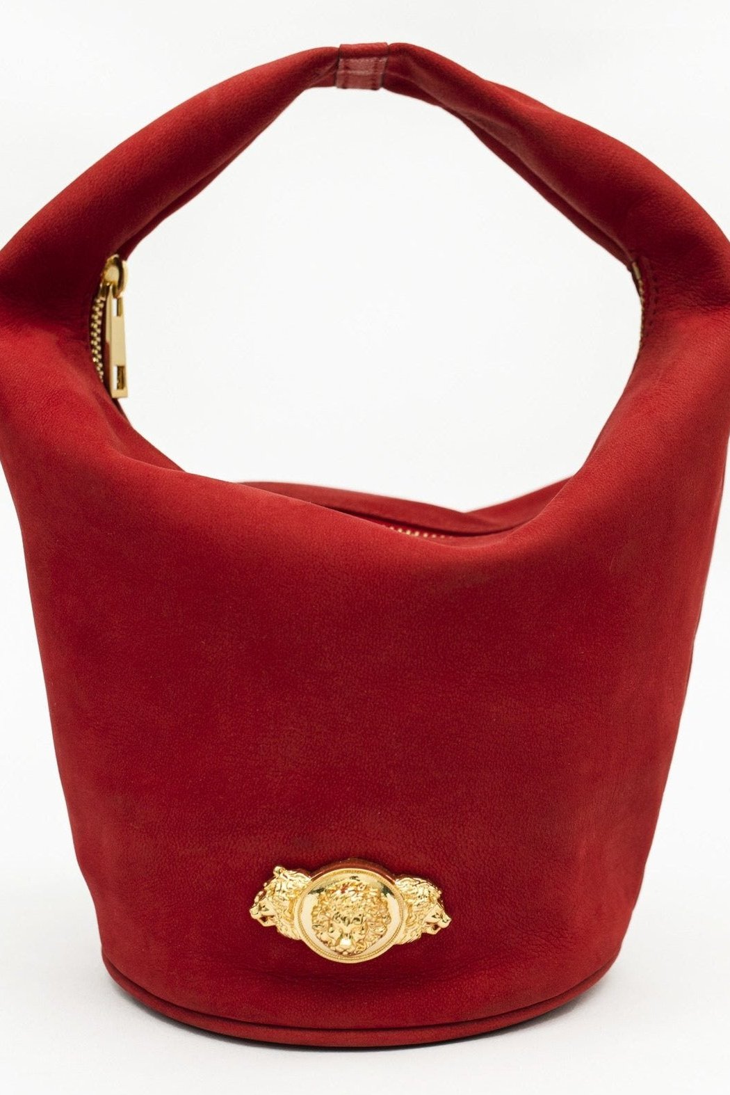 Red Metal Enriched Studio Leather Basket Bag