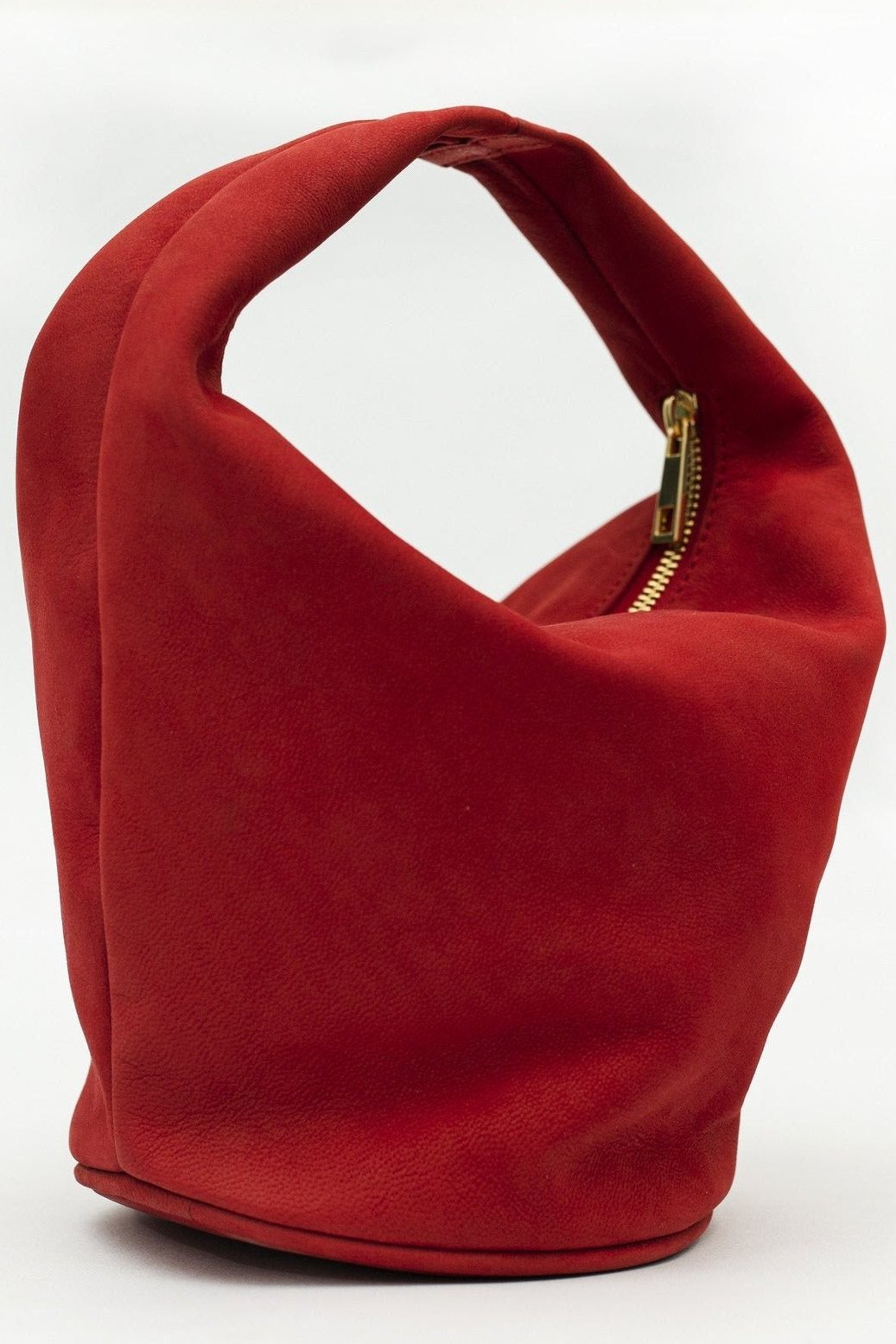 Red Metal Enriched Studio Leather Basket Bag