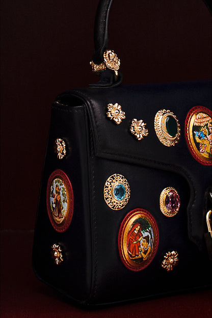 Striking Mid Blue Miniature Hand Painted Shili Handbag